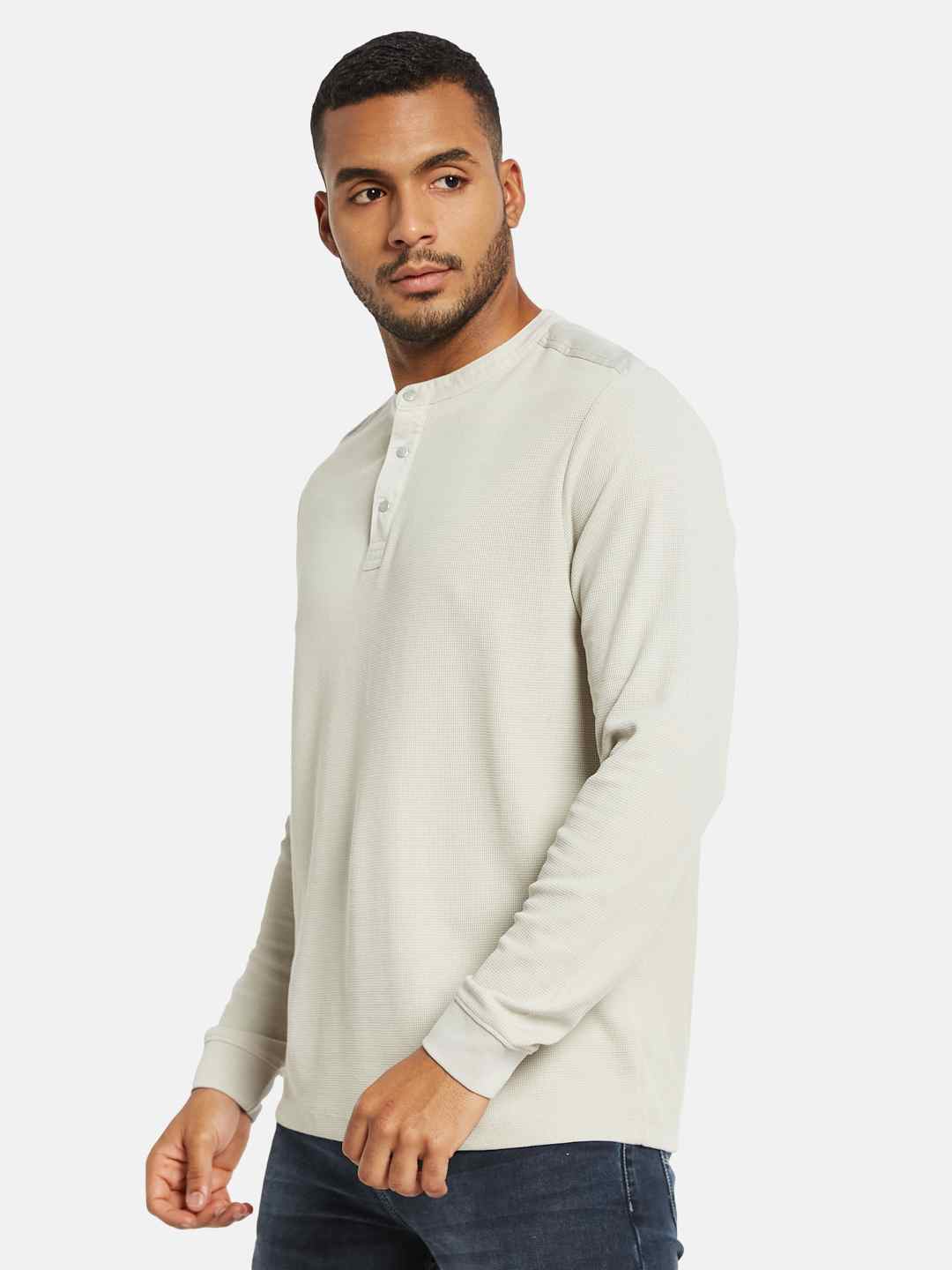 METTLE Men Mandarin Collar T-shirt