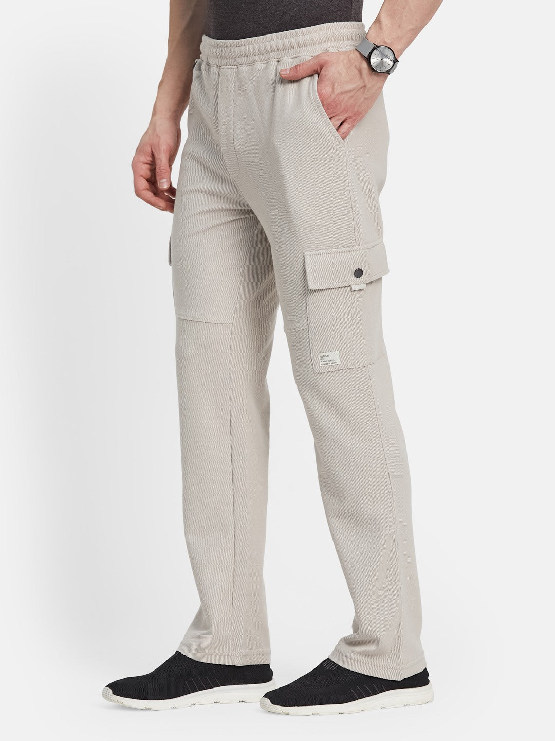 Octave Men Cotton Mid-Rise Cargo Track Pant