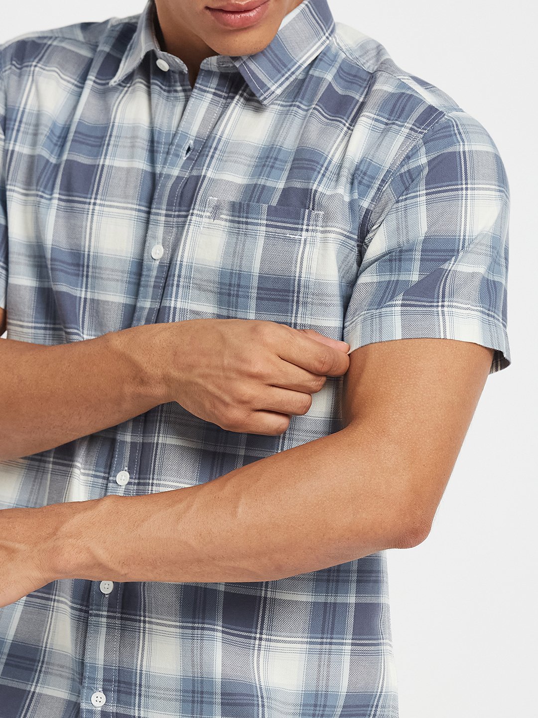 METTLE SS25 Striped Cotton Spread Collar Casual Shirt