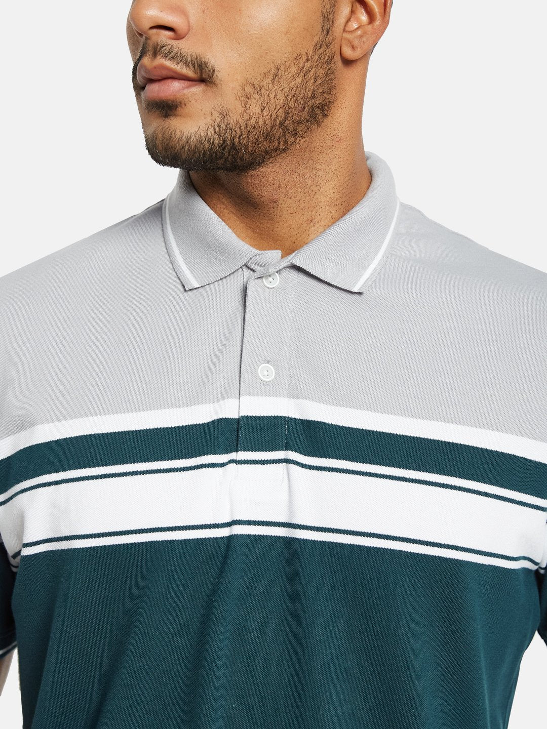Octave Men Colourblocked Polo Collar T-shirt