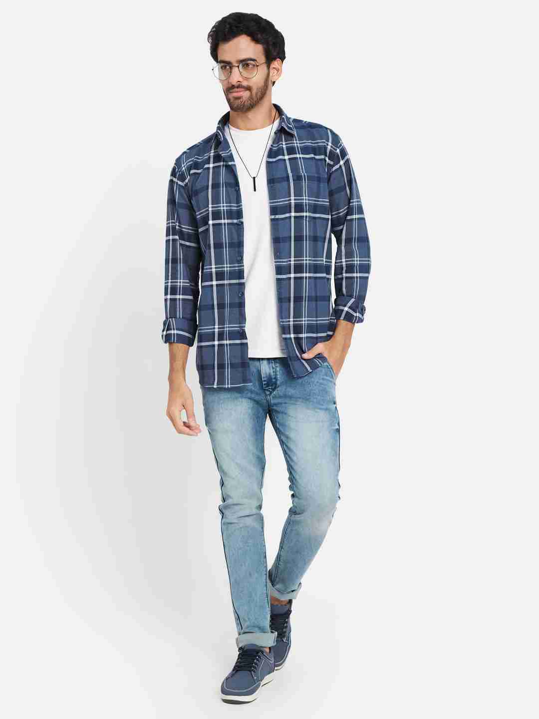 Mettle Tartan Checked Cotton Casual Shirt
