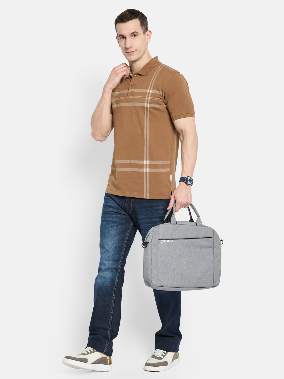 Octave Men Striped Polo Collar T-shirt