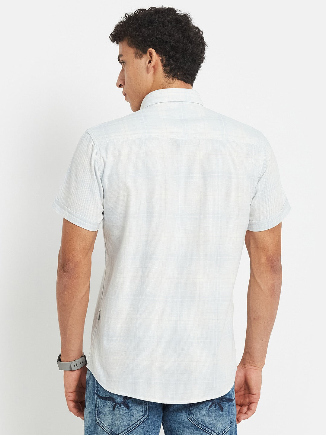 METTLE Men Checked Spread Collar Cotton Casual Shirt