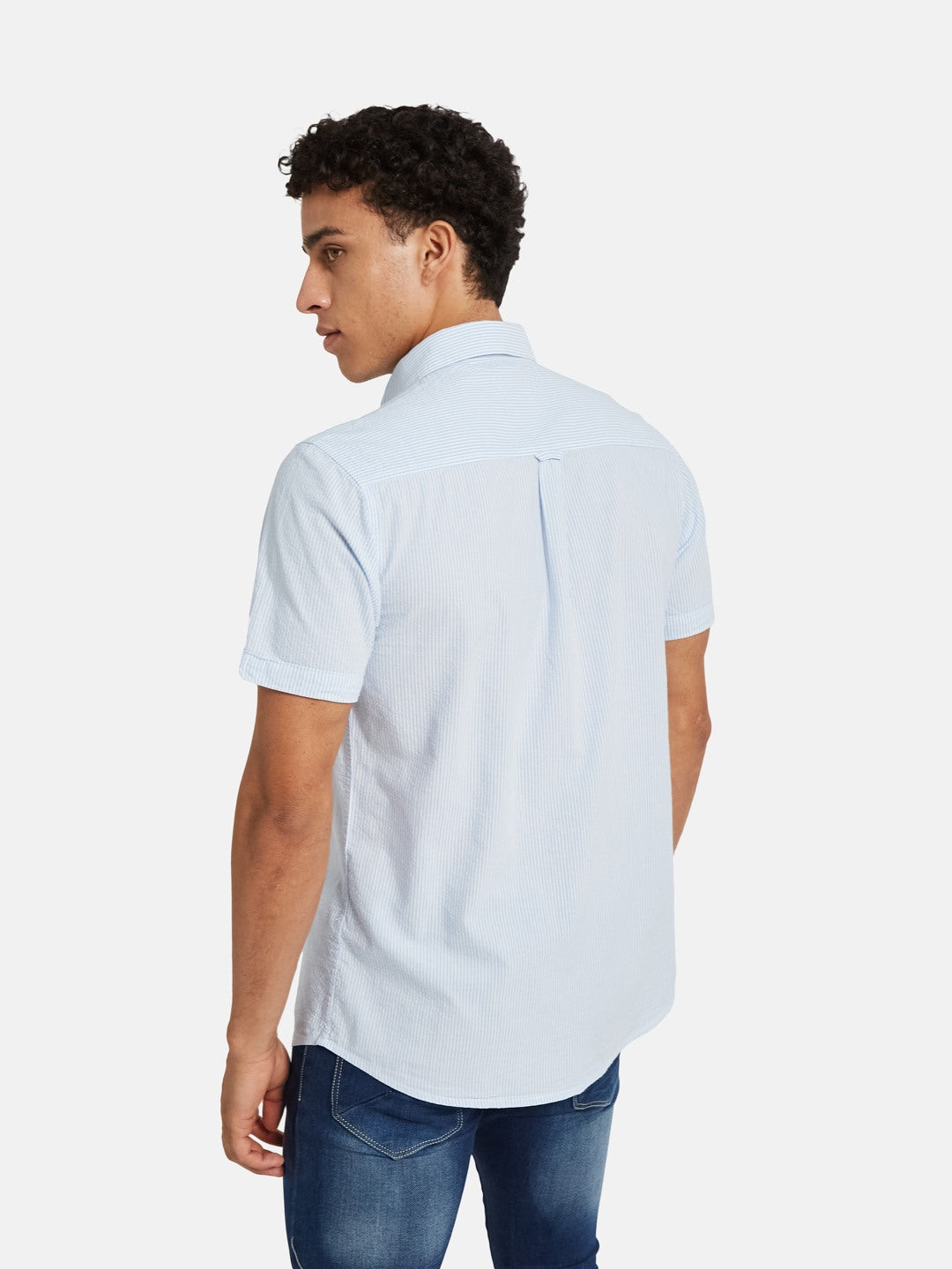 METTLE Multi Stripes Striped Spread Collar Cotton Shirt