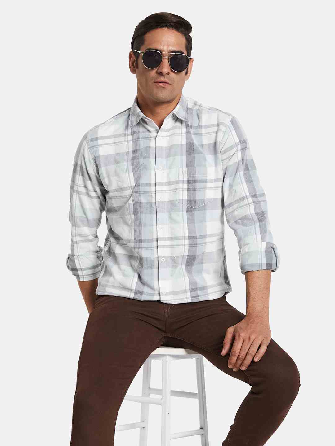 METTLE Men Multi Stripes Opaque Striped Casual Shirt