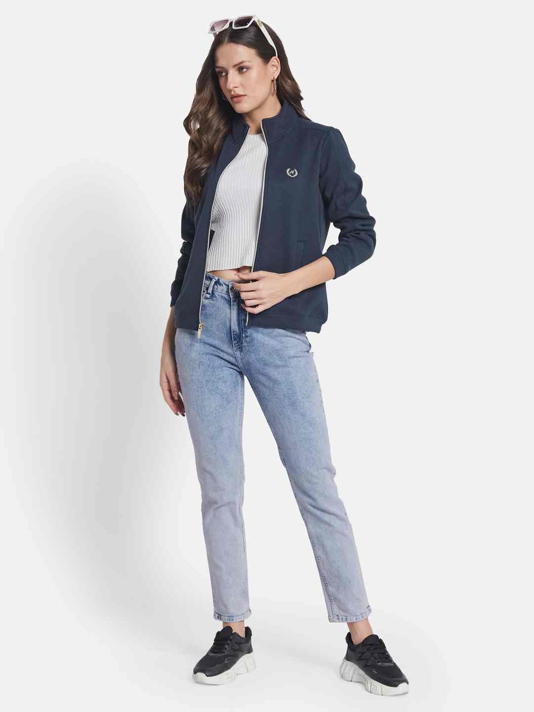 METTLE Women Mock Collar Sweatshirt