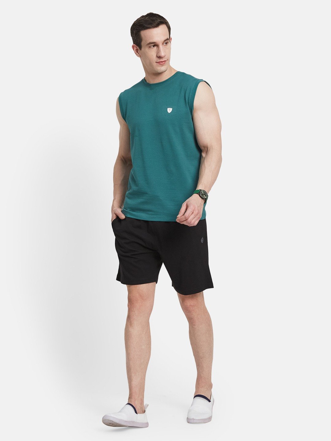 CORE ROUND NECK SHANDOW  SEER SUCKER T-SHIRT