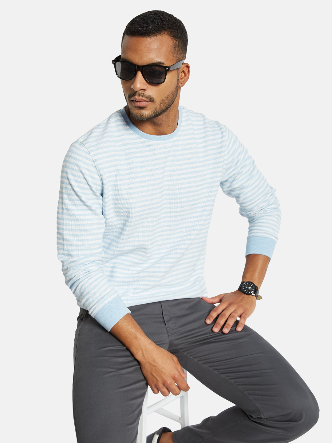 METTLE Men Striped Pockets T-shirt
