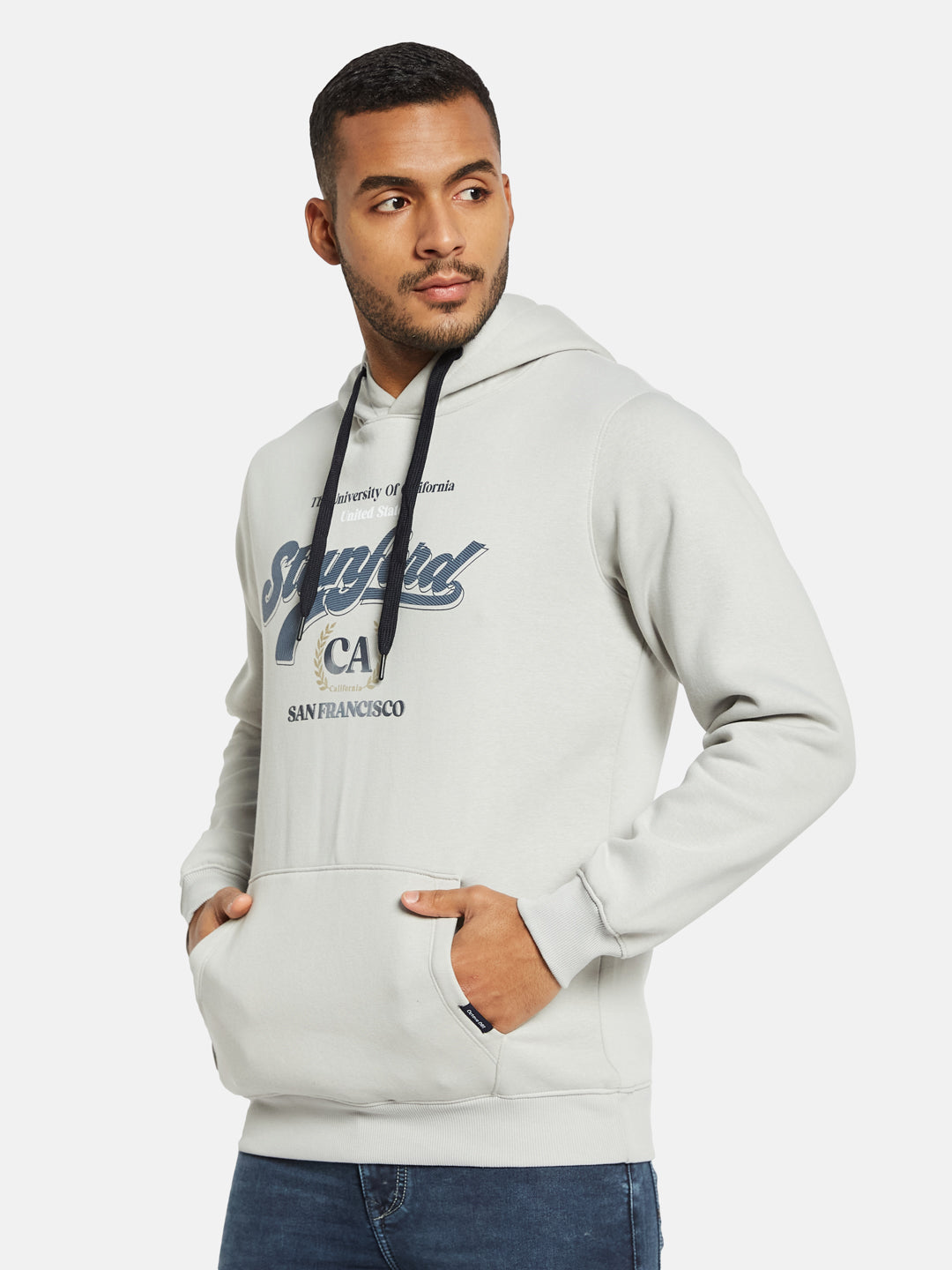 Octave Men Printed Hooded Sweatshirt