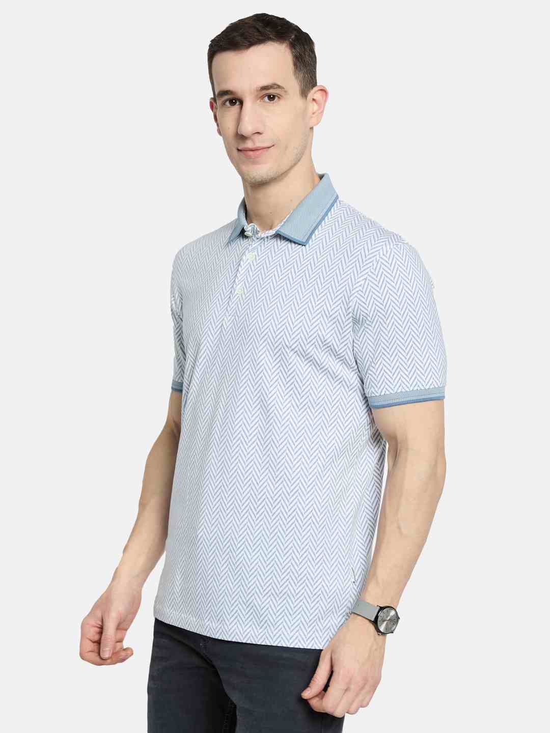 Octave Men Printed Polo Collar T-shirt