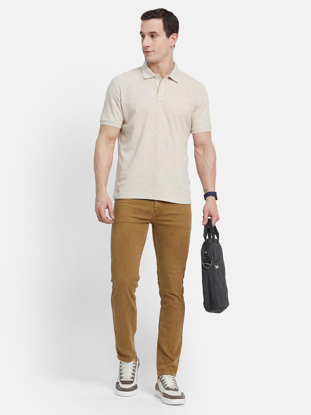 Octave Men Solid Polo Collar Cotton T-shirt