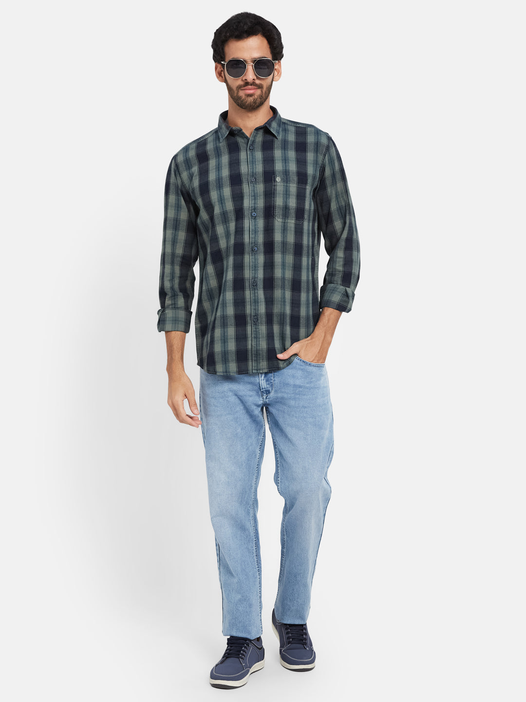 Mettle Tartan Checked Cotton Casual Shirt