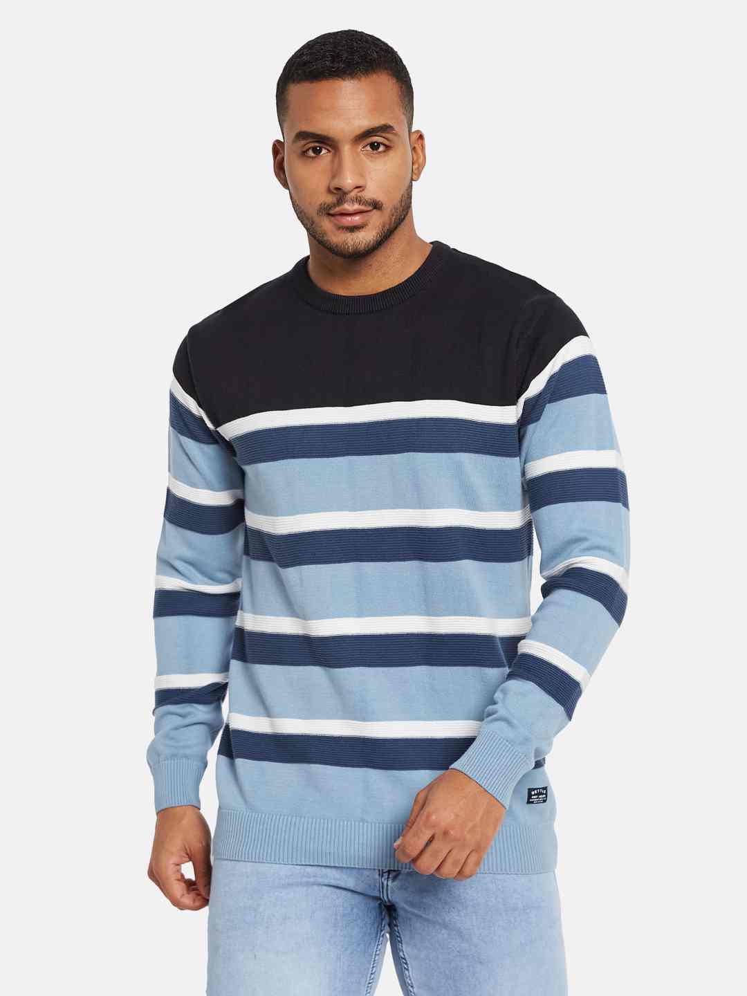 METTLE Men Colourblocked Pullover