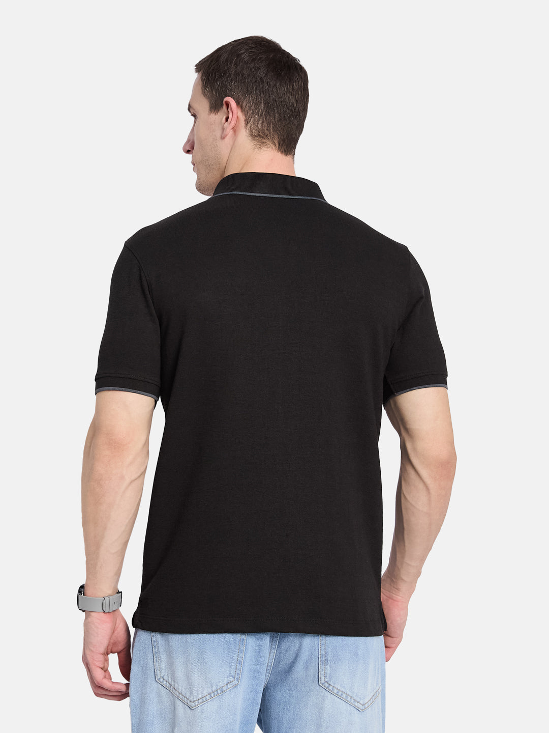 Octave Men Colourblocked Polo Collar T-shirt