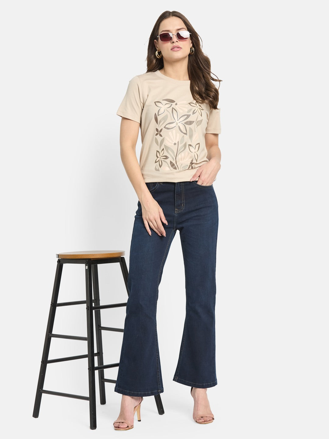 METTLE Women Bootcut Light Fade Stretchable Jeans