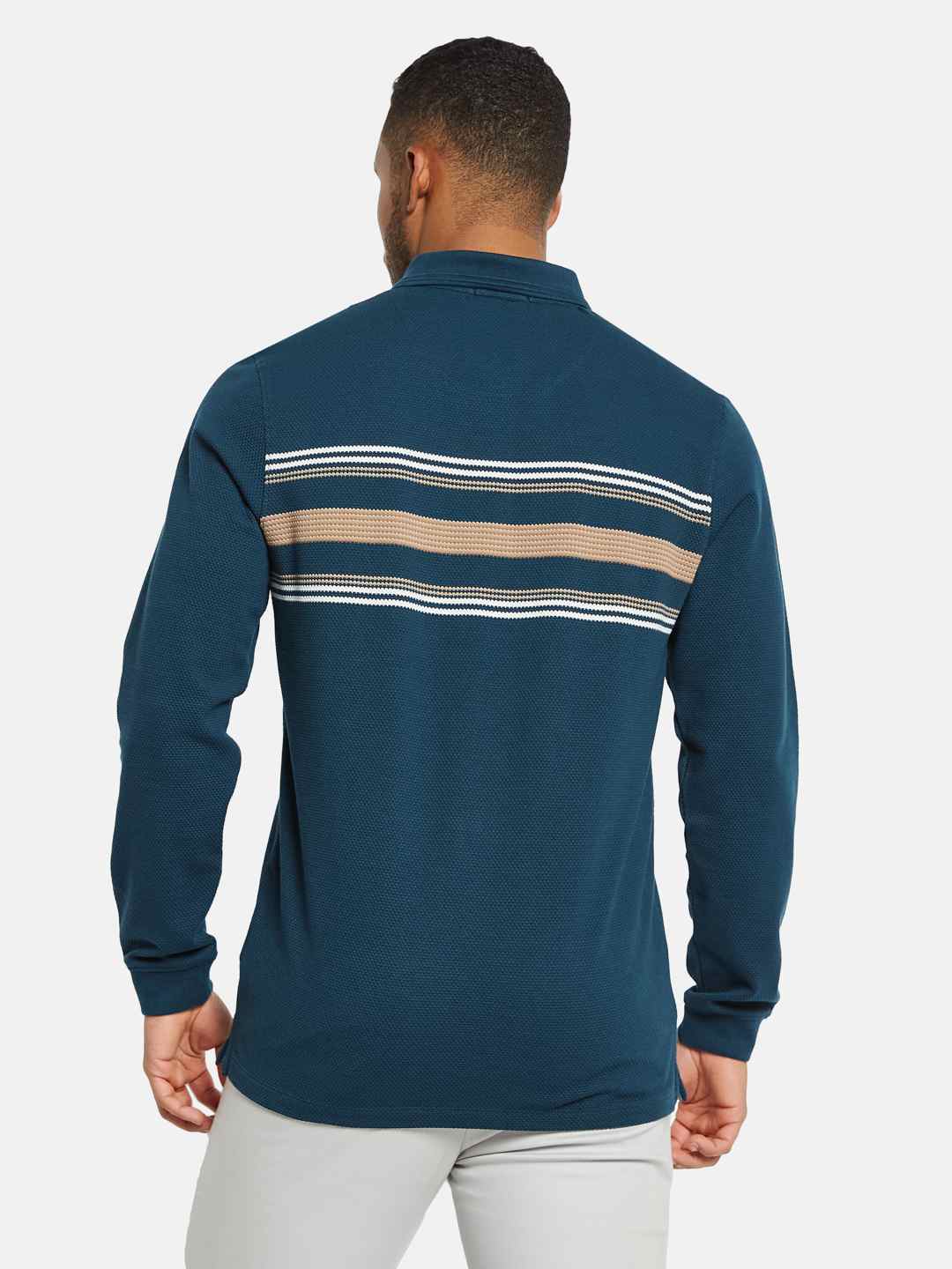 METTLE Men Colourblocked Polo Collar Applique T-shirt