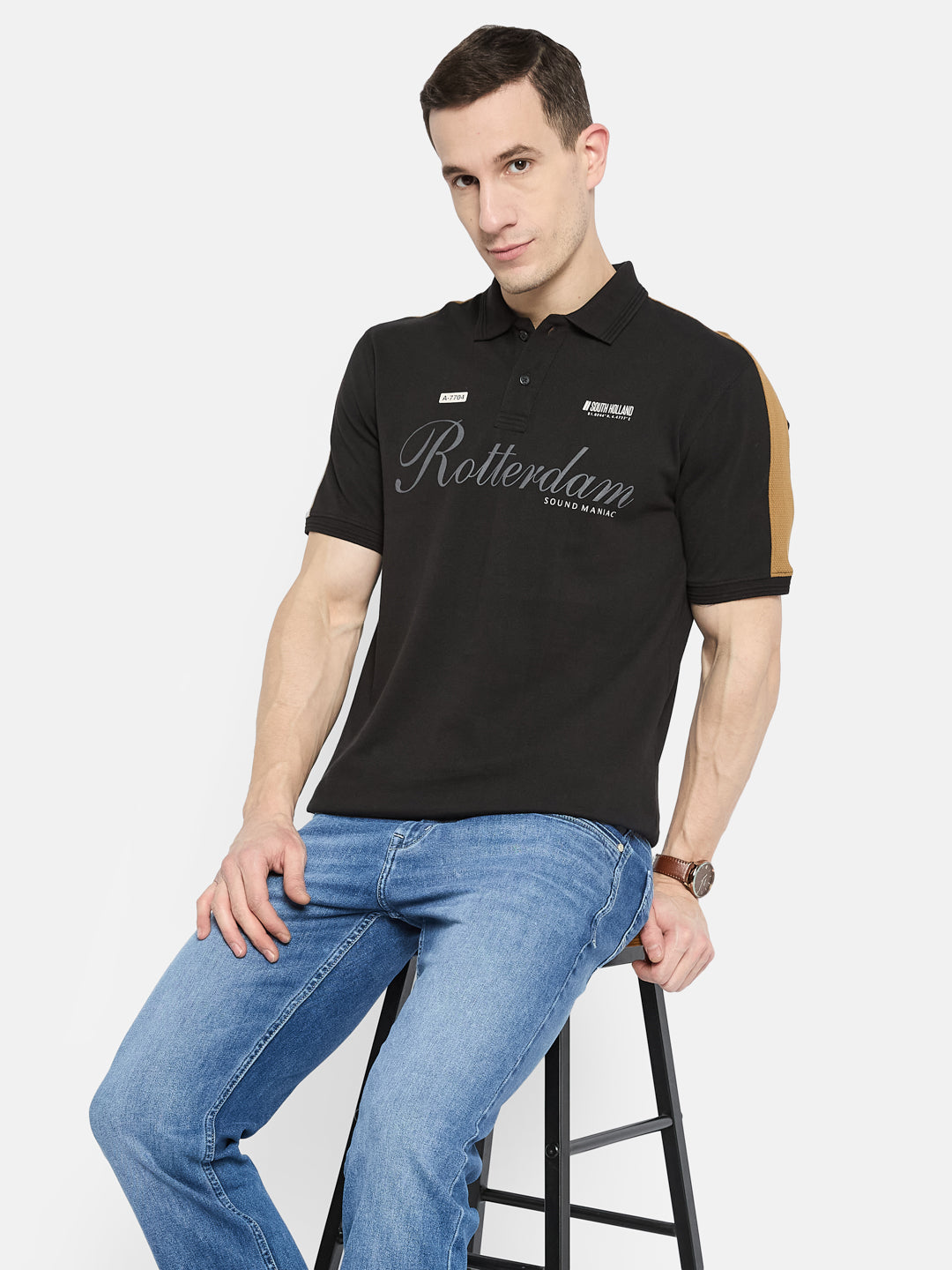 Octave Men Printed Polo Collar T-shirt