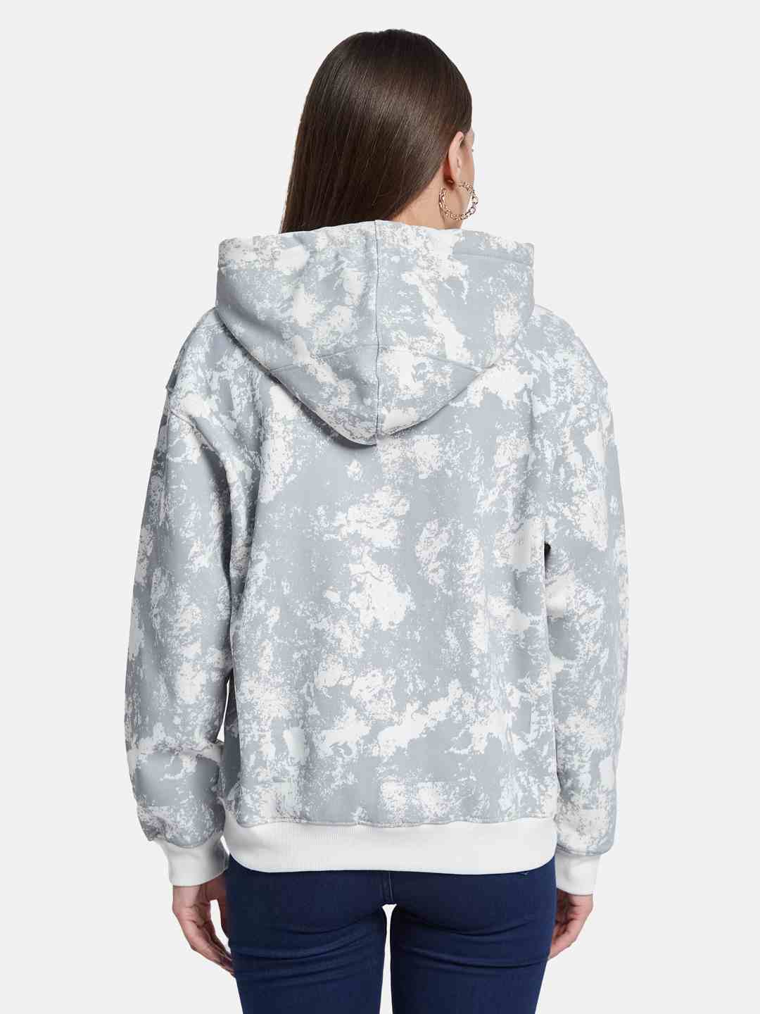 METTLE Women Printed Hooded Sweatshirt