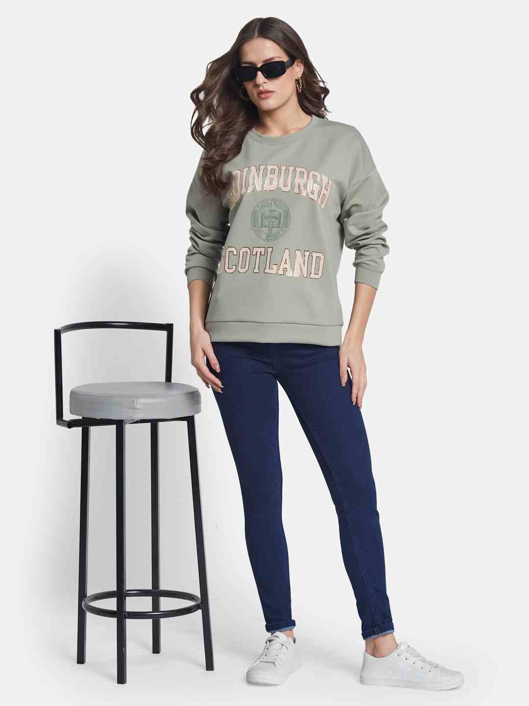 METTLE Women Typography Printed Sweatshirt