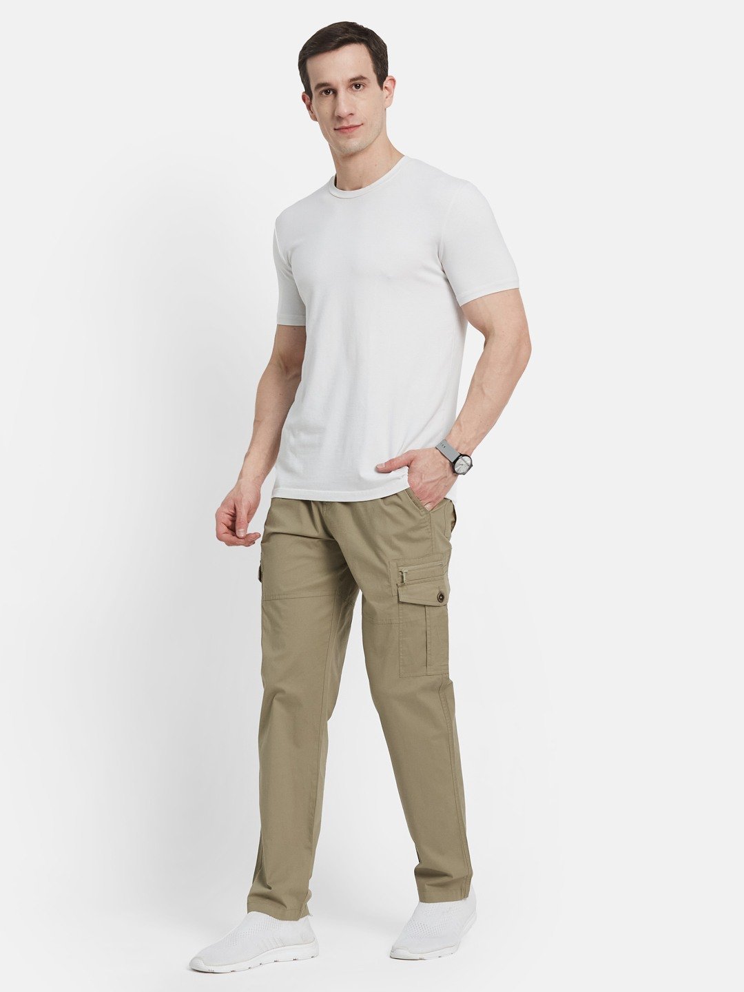 Octave Men Cotton Slim Fit Mid-Rise Cargo