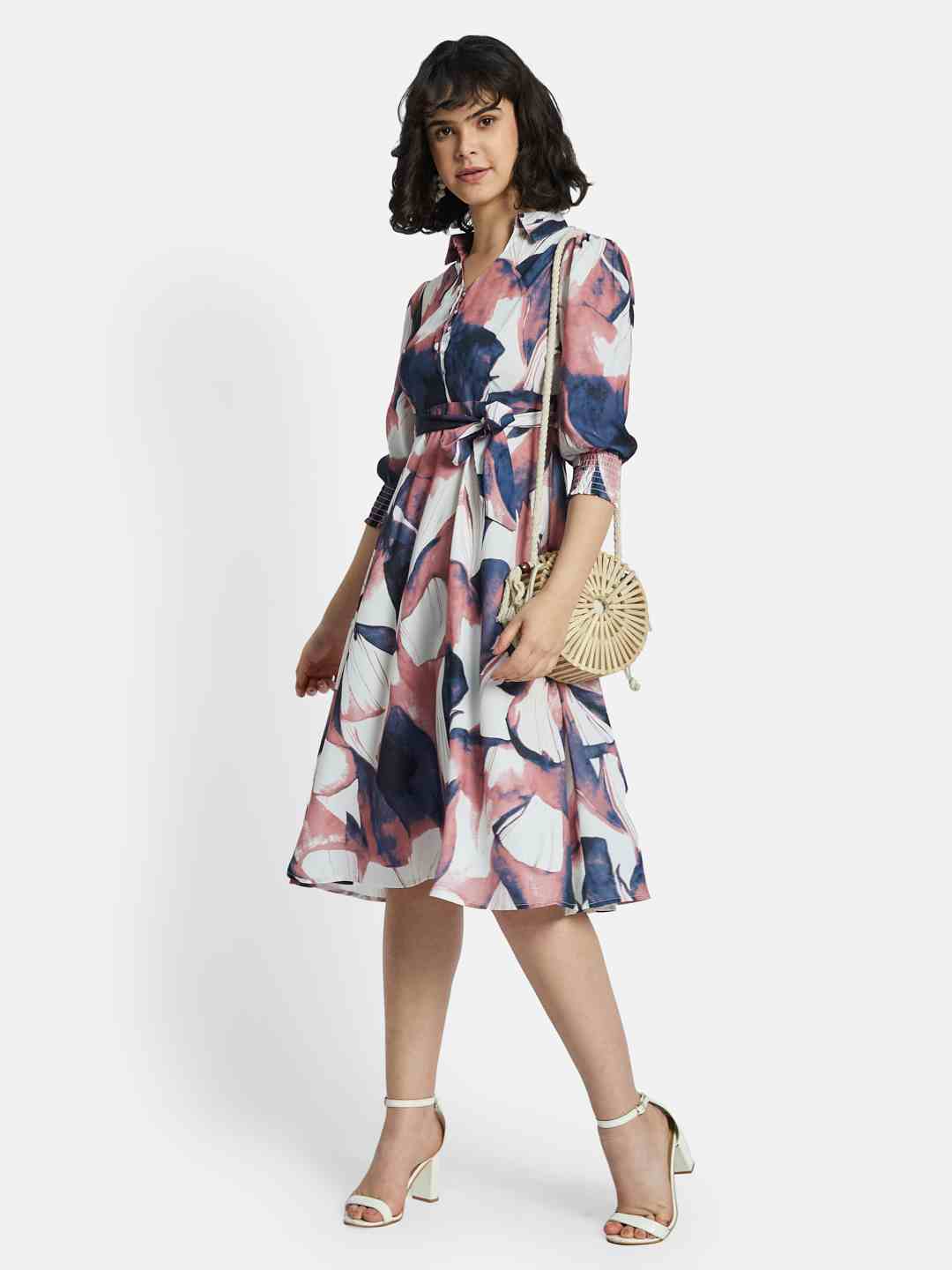 METTLE Floral Print Fit & Flare Dress
