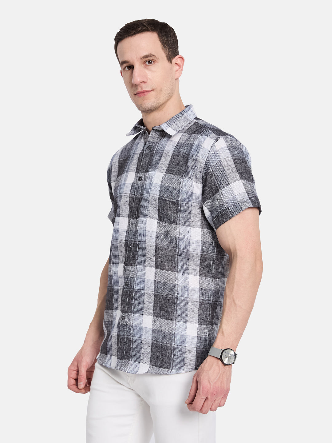 METTLE Men Opaque Checked Casual Shirt