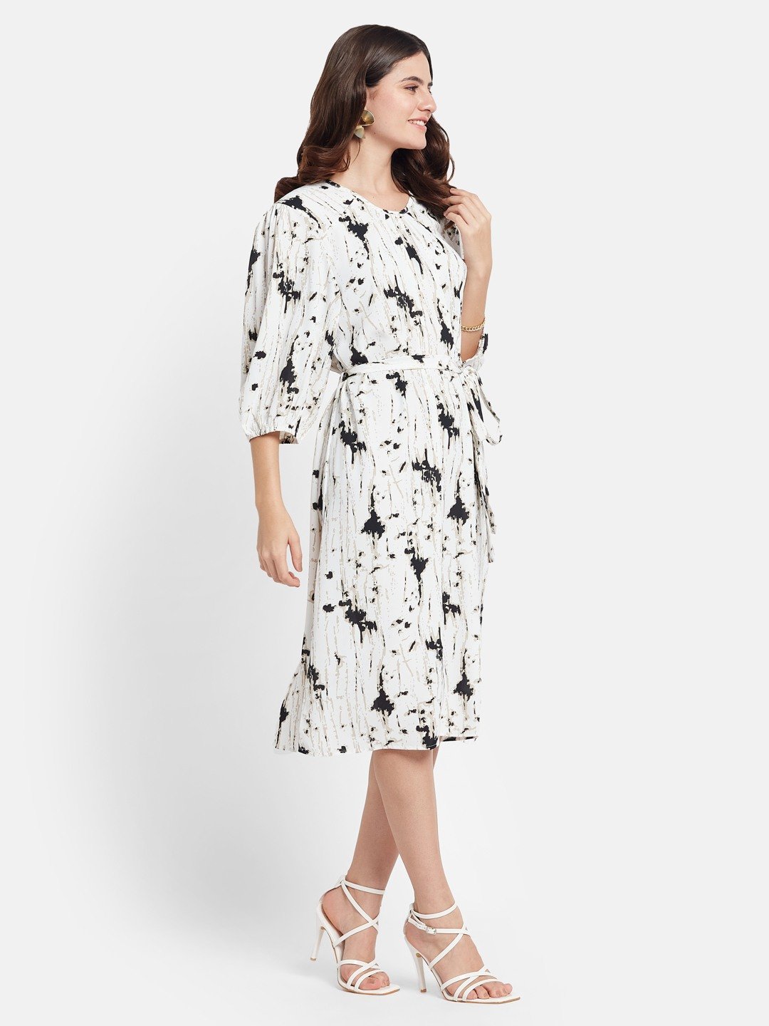 METTLE Women Print Fit & Flare Dress