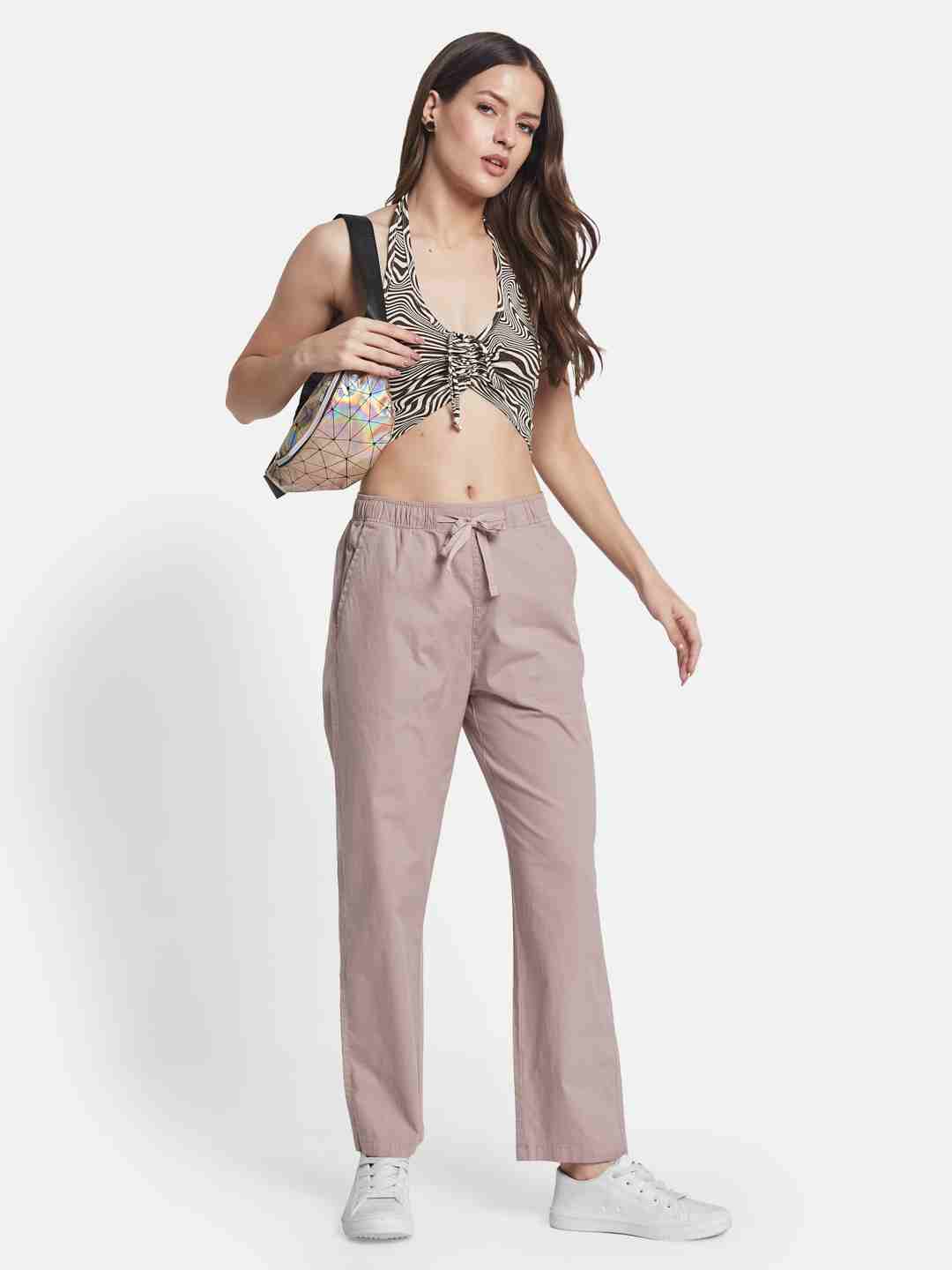 METTLE Women Cotton Mid Rise Track Pants