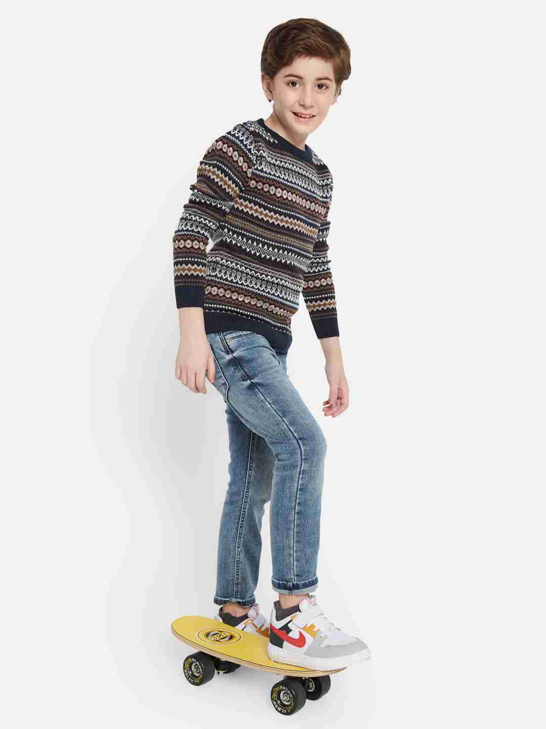 Octave Boys Self Design Pullover Sweater