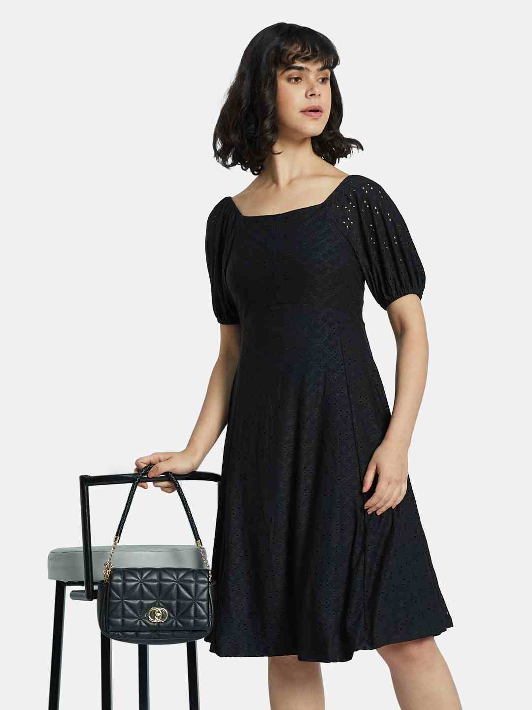 METTLE Puff Sleeve Fit & Flare Dress