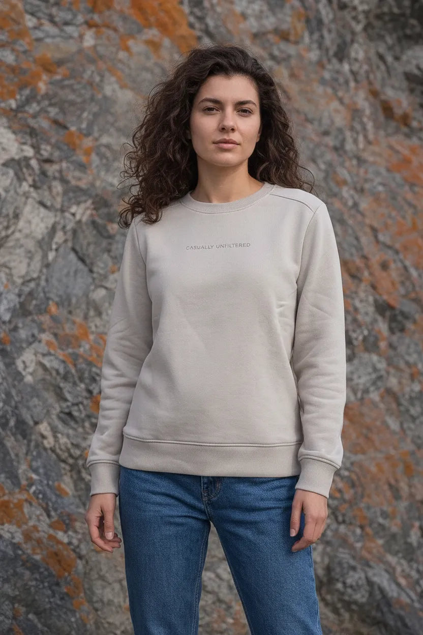 Women Arona Cotton Fleece | Round Neck Full Sleeves Casual Winter Sweatshirt