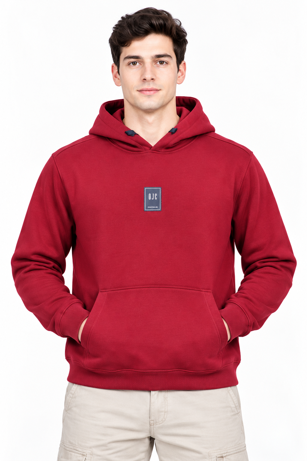 Men’s Merlot Cotton Brushed Fleece Hooded Sweatshirt – Regular Fit