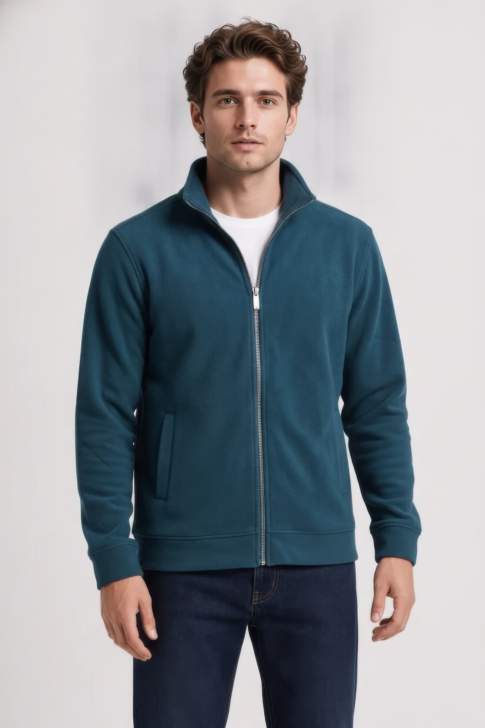 Pacific Melange Men’s Full Zip  Sweatshirt  – Premium Blended German Velvet