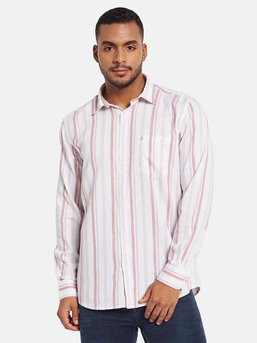 METTLE Men Multi Stripes Opaque Striped Casual Shirt
