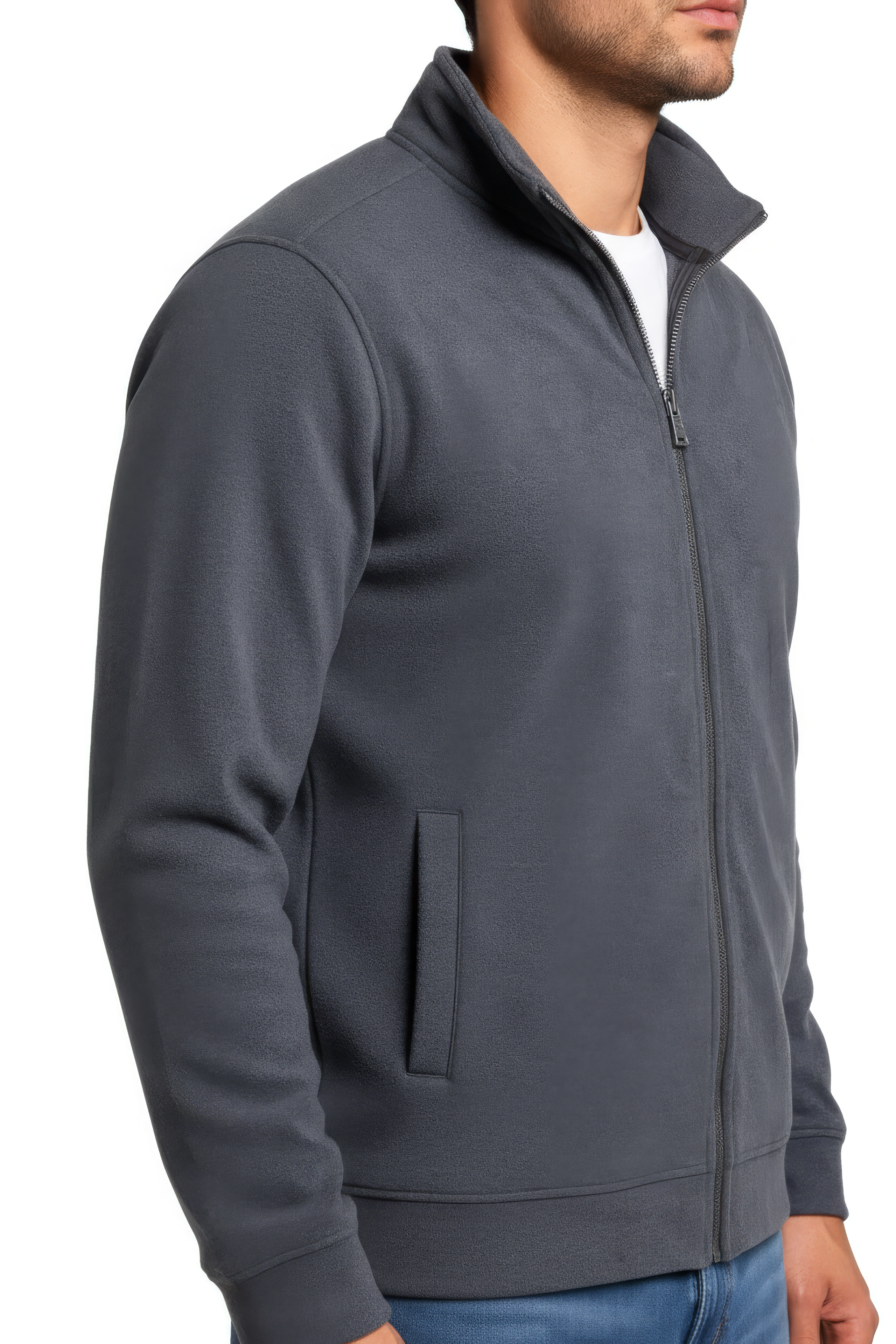 Men’s Heather Full Zip Sweatshirt – Premium Blended German Velvet