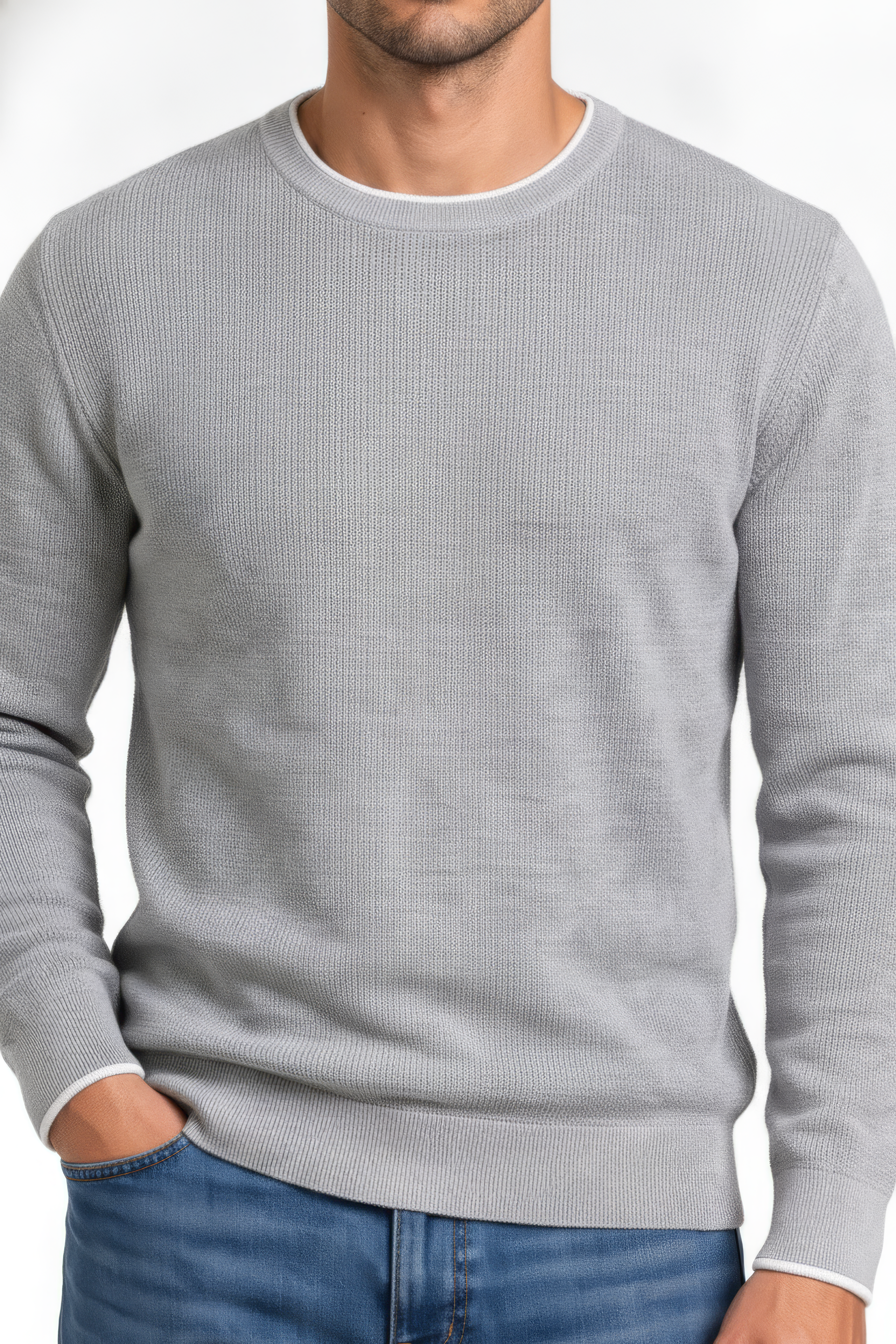 Men’s Structured Cotton Round-Neck Full-Sleeve Winter Top