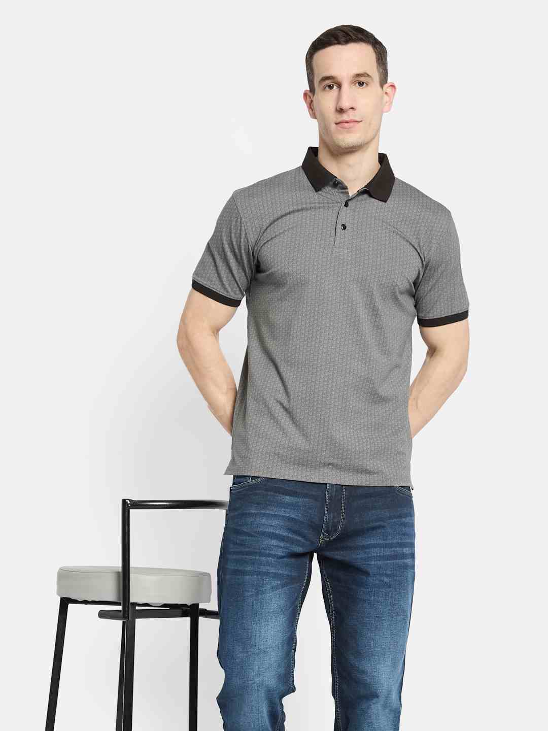 Octave Men Printed Polo Collar T-shirt