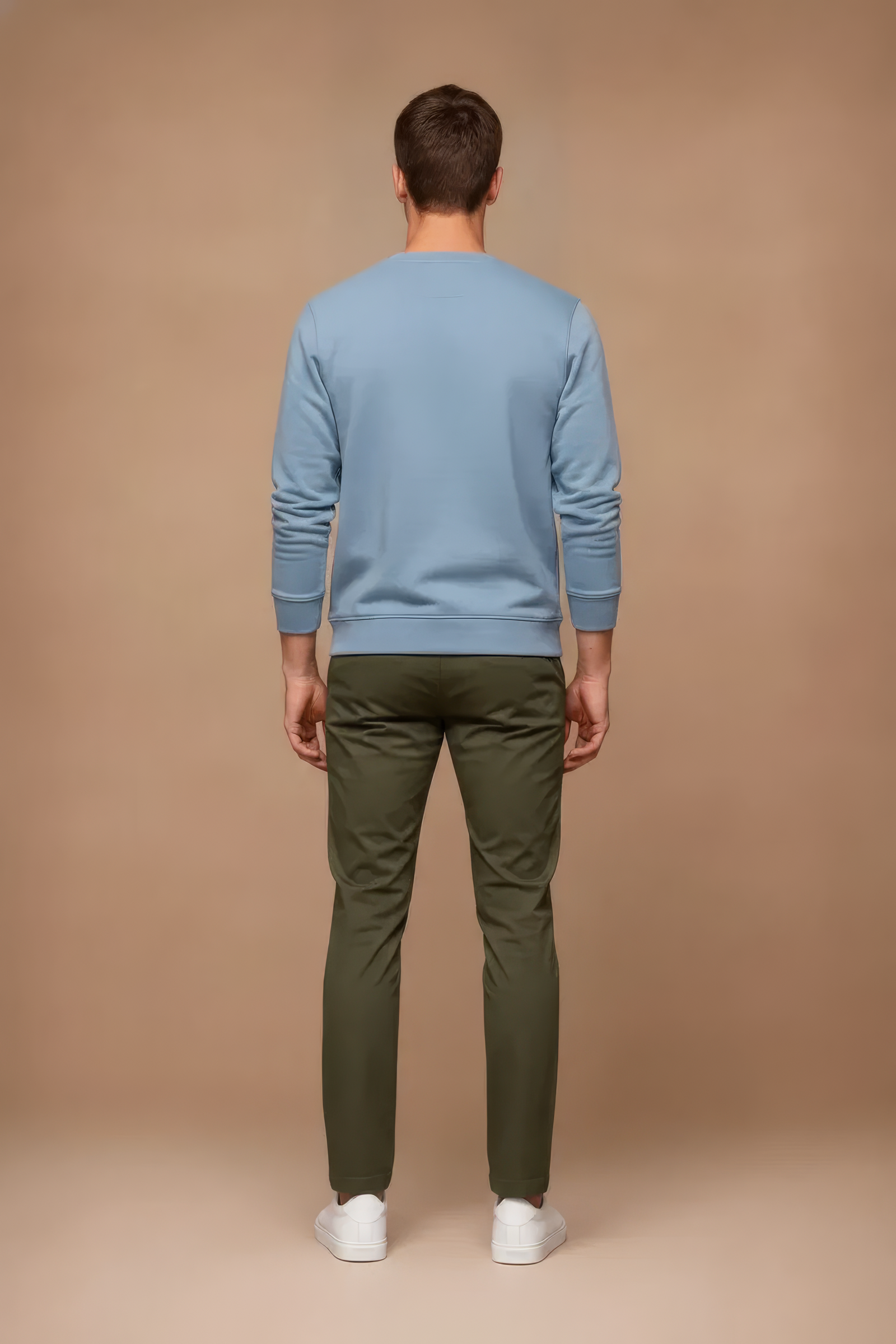 Men’s Premium Oxford Blue Crew Neck Cotton Fleece Sweatshirt