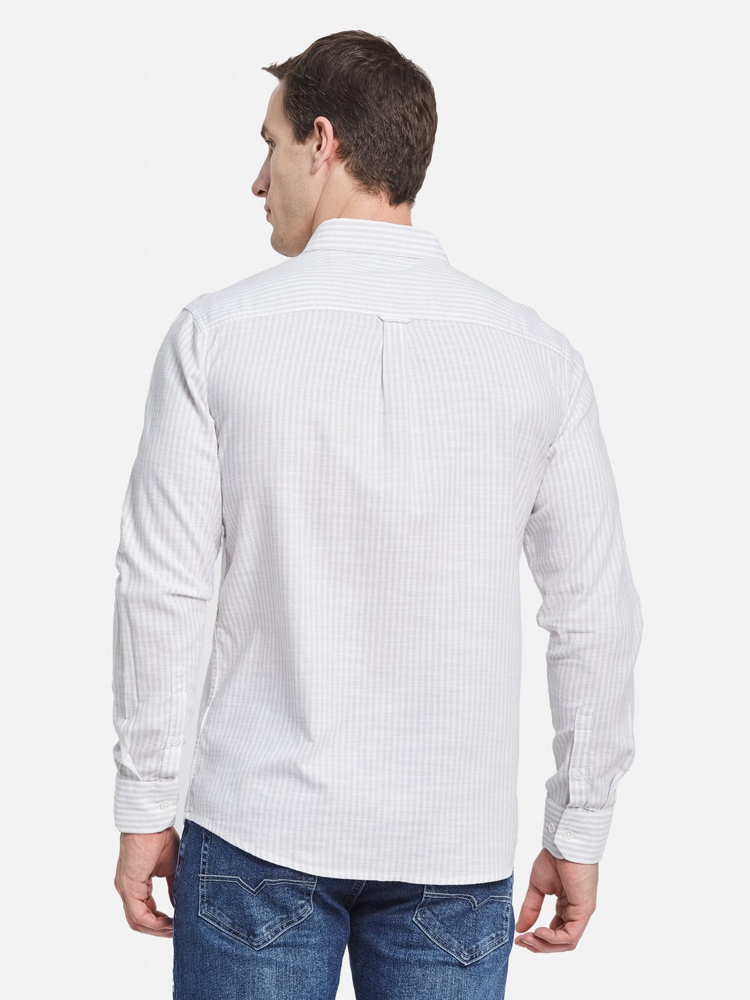 METTLE Men Multi Striped Regular Fit Casual Cotton Shirt