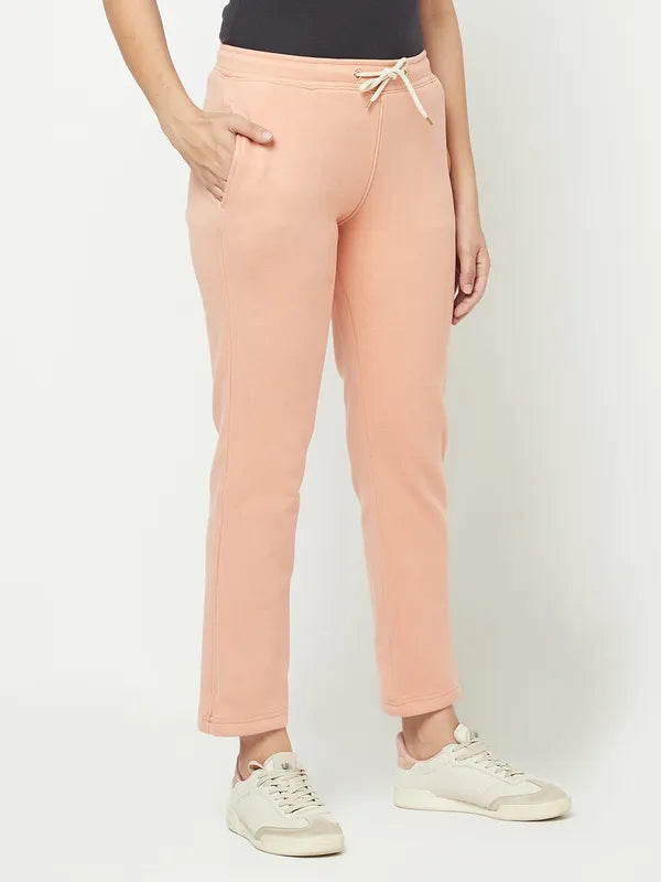 Women Suede Pink Trackpants