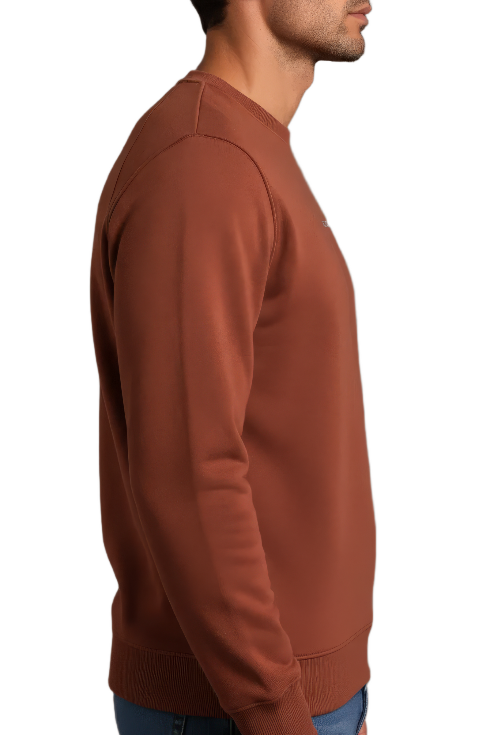 Men’s Premium Rust Crew Neck Cotton Fleece Sweatshirt