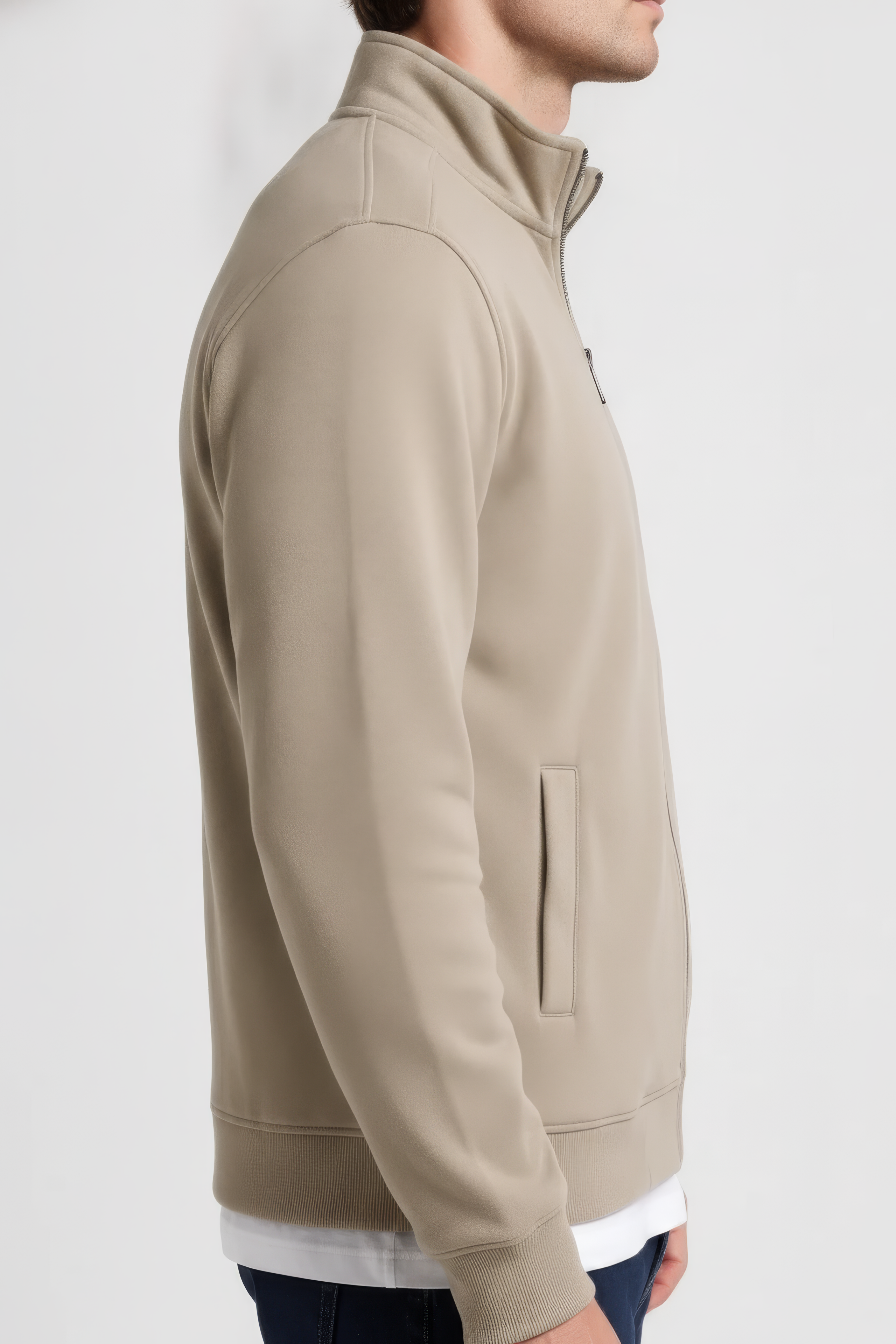 Men’s Natural Melange Full Zip Sweatshirt – Premium Blended German Velvet