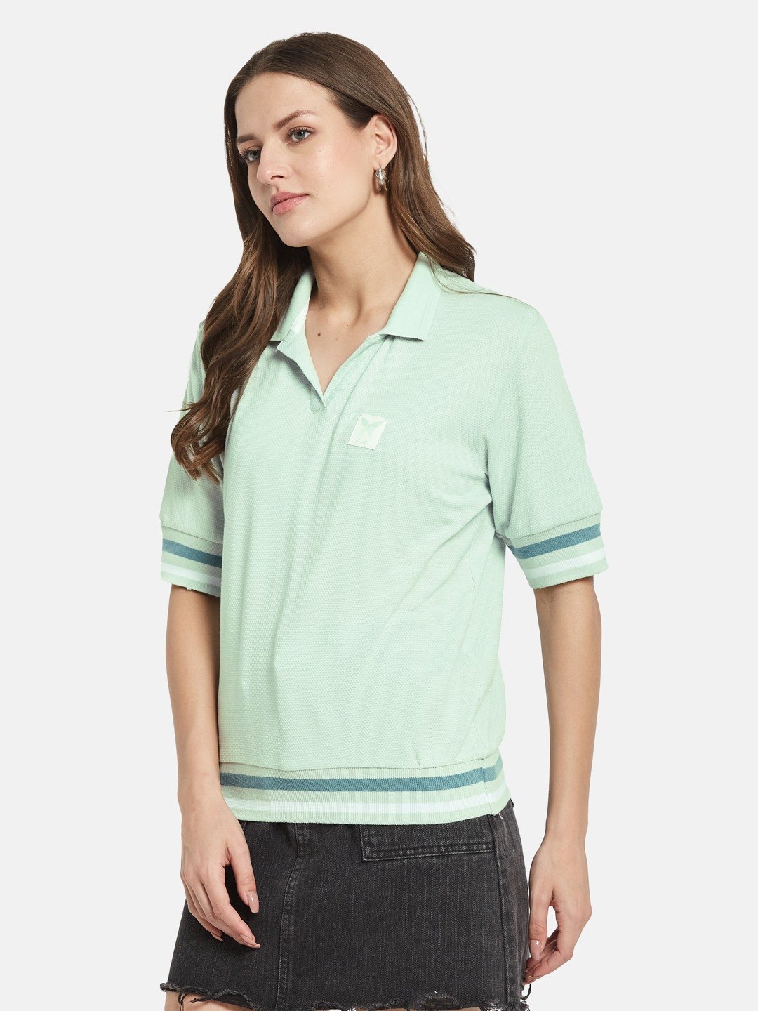 METTLE Women Polo Collar T-shirt
