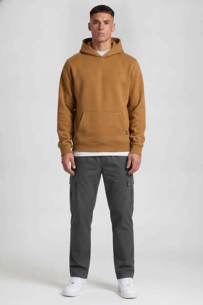 Men’s Choco Brown Cotton Poplin Cargo Lower with Drawstring & Elasticated Waist