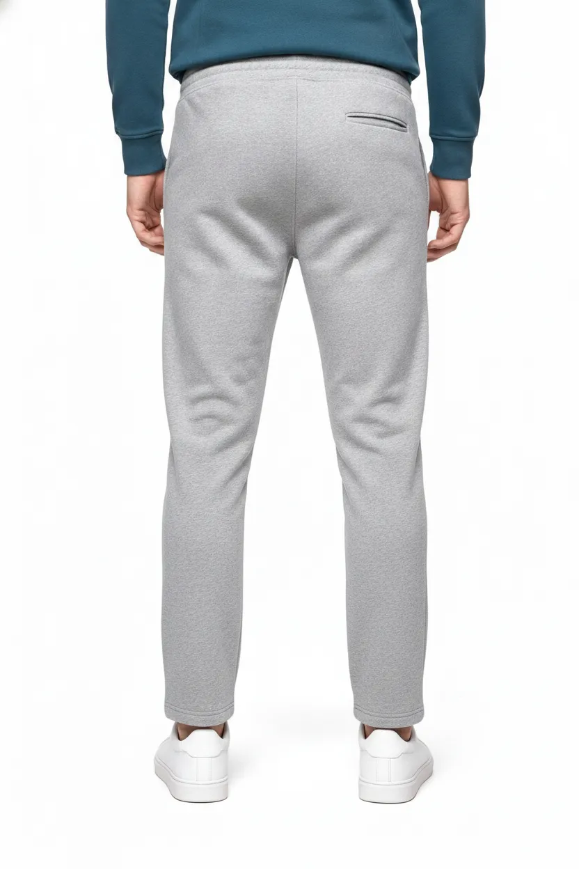 Men’s Grey Melange Cotton Fleece Lower with Drawstring