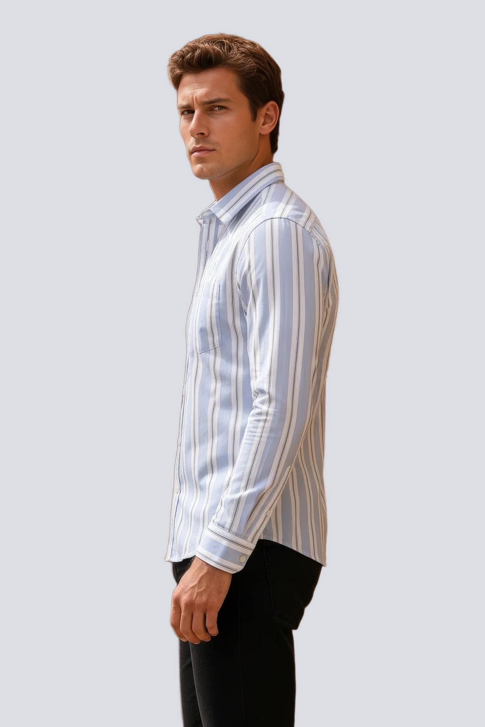 Men’s Sky Blue Striped Oxford Cotton Shirt