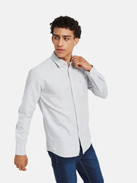 METTLE Men Vertical Striped Spread Collar Cotton Casual Shirt