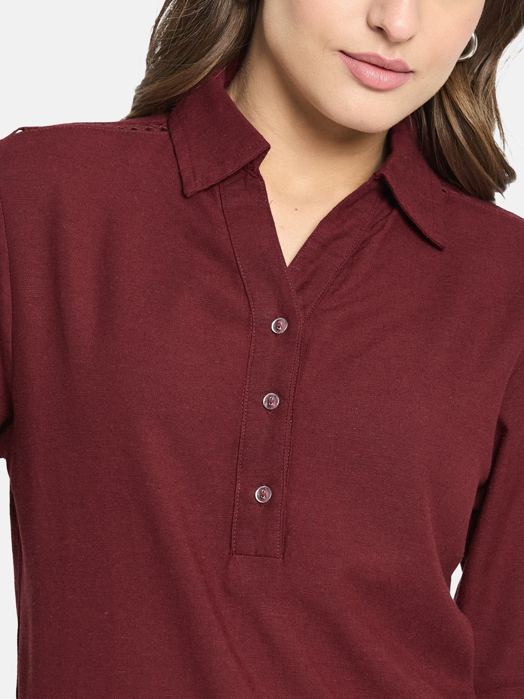 METTLE Women Salsa Cotton Shirt Style Top