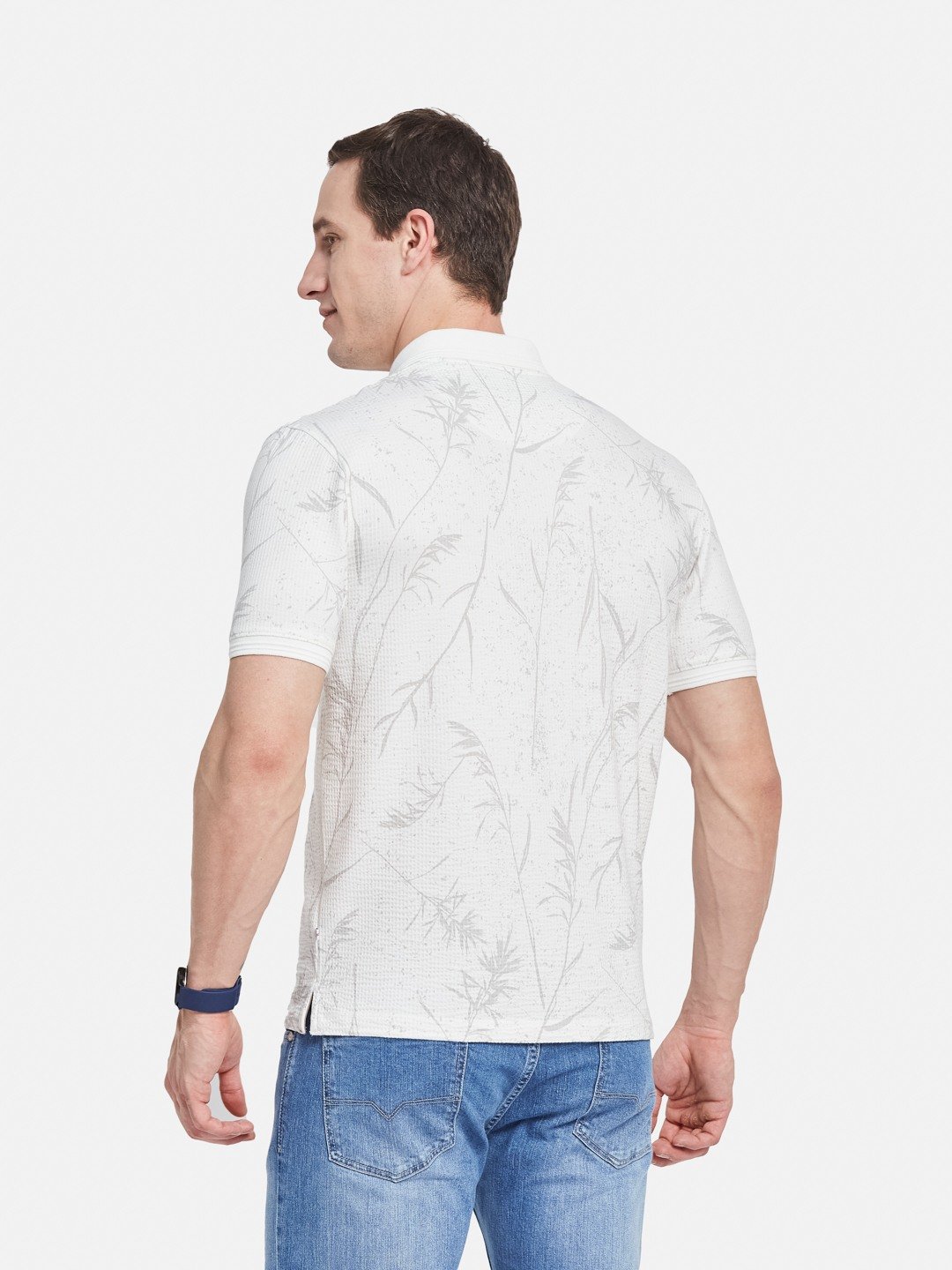 Octave Men Floral Printed Polo Collar T-shirt