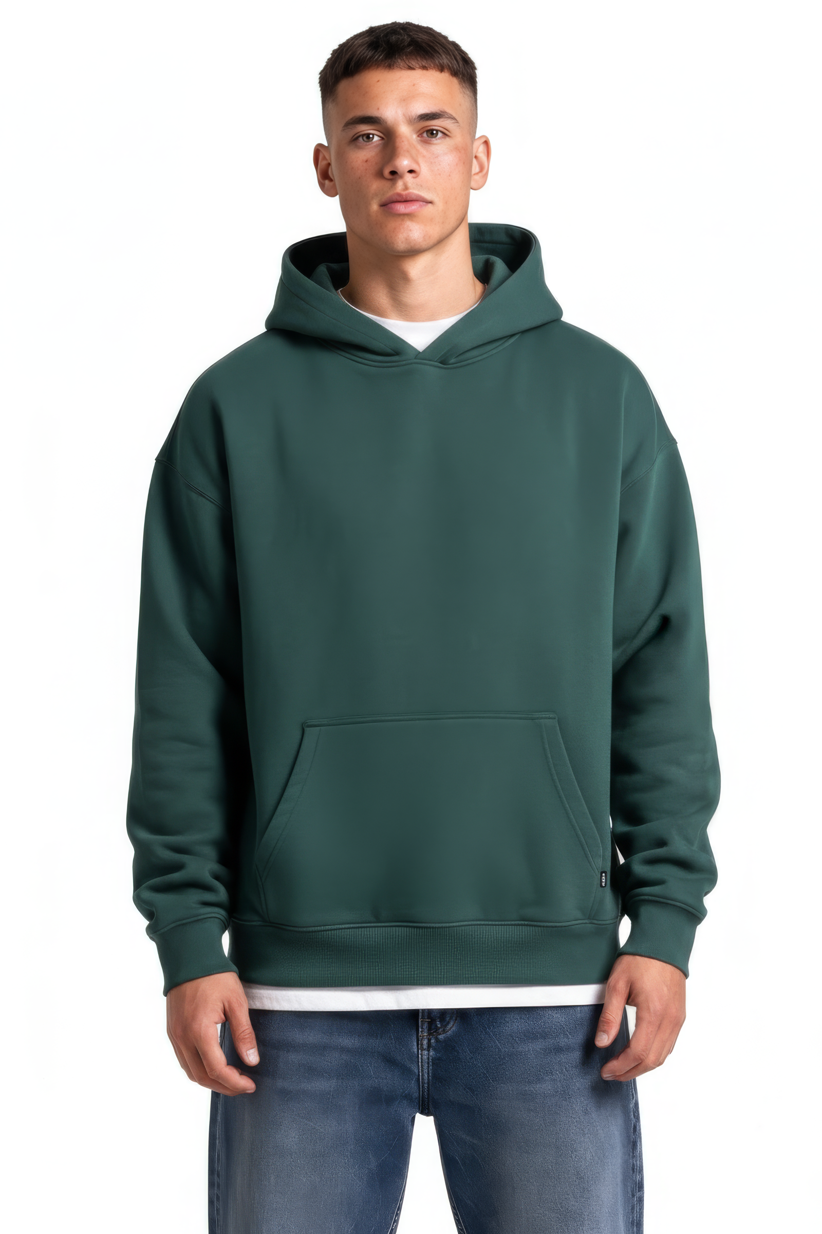 Bottle Green Melange Hooded Sweatshirt  – Premium Blended German Velvet